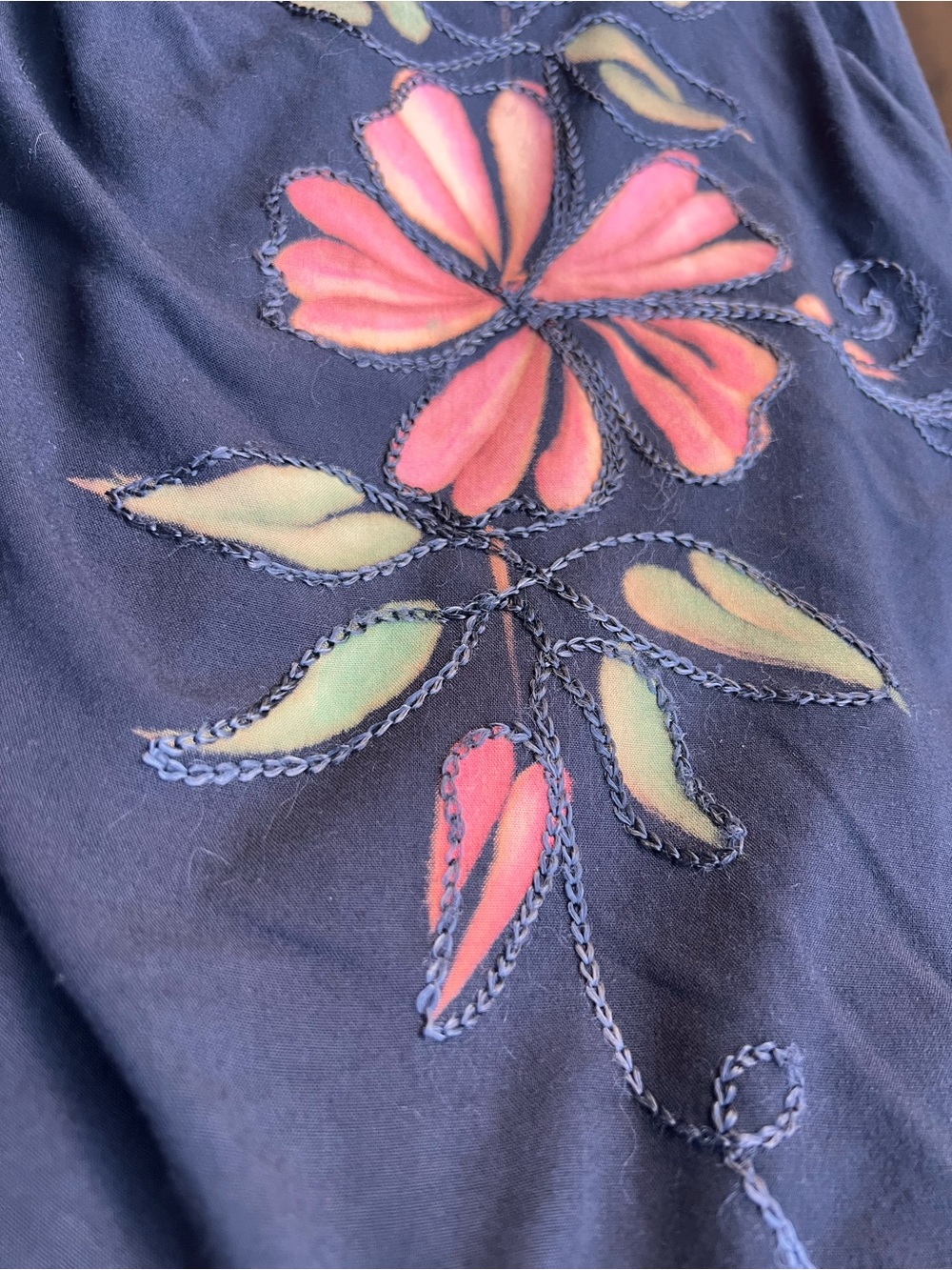 Vintage Y2K Strapless Floral Hanky Hem Maxi Dress OS Boho Cottagecore Embroidery - Picture 6 of 10